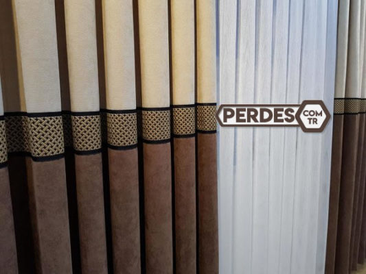 Bej Kahve Rengi Kuşaklı MAKRO Fon Perde - Görsel 6