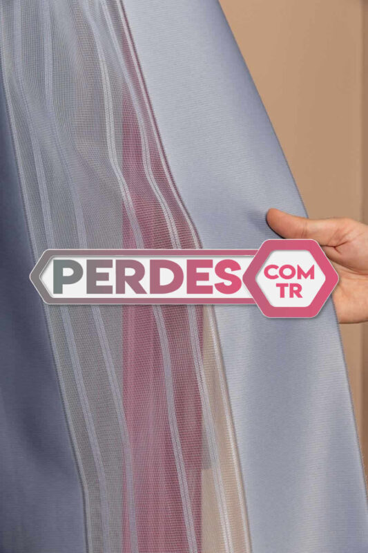 Pembe Gri Ekru Renkli Dikey Tül Perde Modeli - Görsel 6