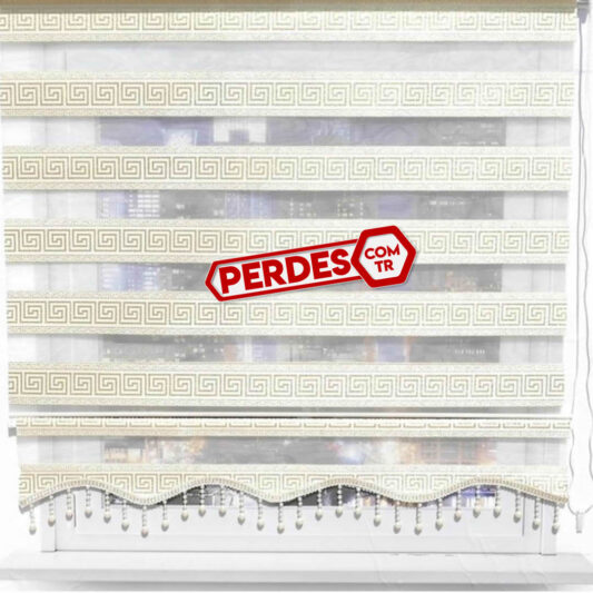 Pano Desenli Gold Jakarlı Zebra Stor Perde - Görsel 4