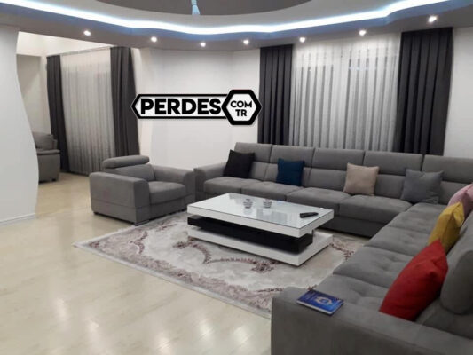 Siyah Beyaz Renklerde Degrade Tül Perde - Görsel 5