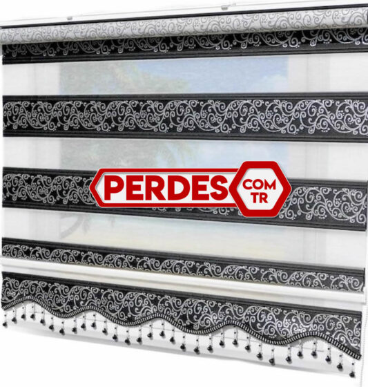Orjinal Siyah Jakarlı Zebra Stor Perde - Görsel 3