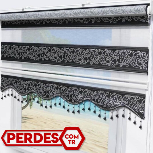 Orjinal Siyah Jakarlı Zebra Stor Perde