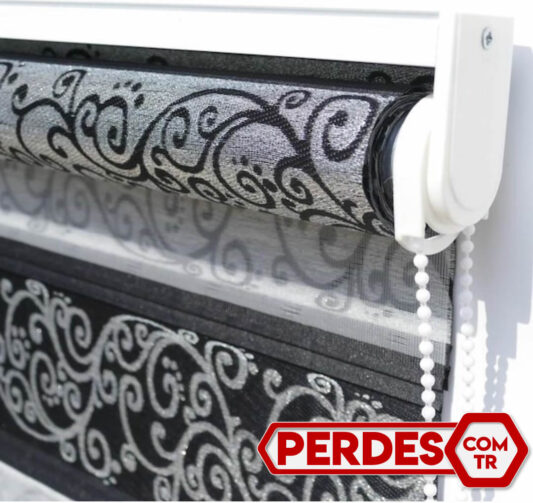 Orjinal Siyah Jakarlı Zebra Stor Perde - Görsel 5