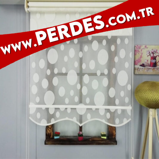 Puantiyeli Model Çift Mekanizmalı Tül Stor Perde