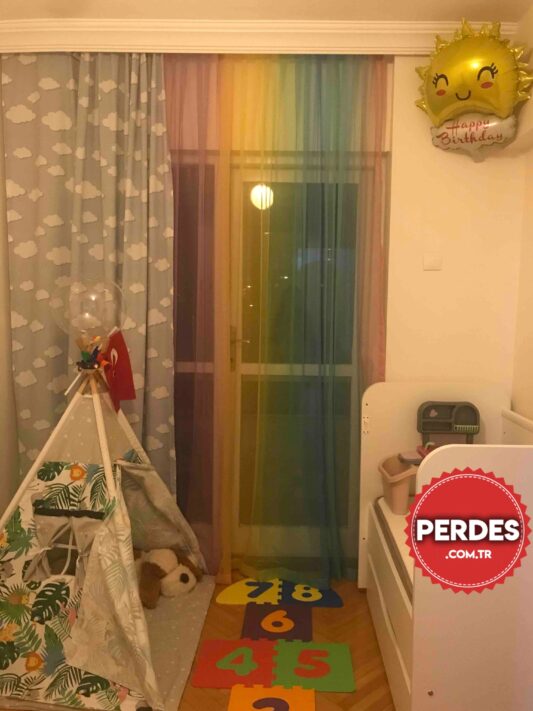 Gökkuşağı Renkli Tül Perde - Görsel 5