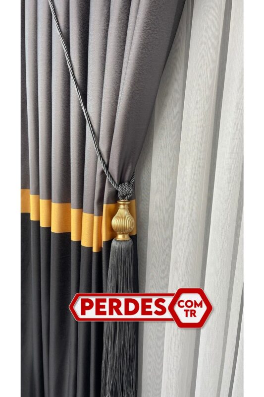 Parlak Pano Fon Perde Modern Çizgi Aksesuar Hediyeli - Görsel 8