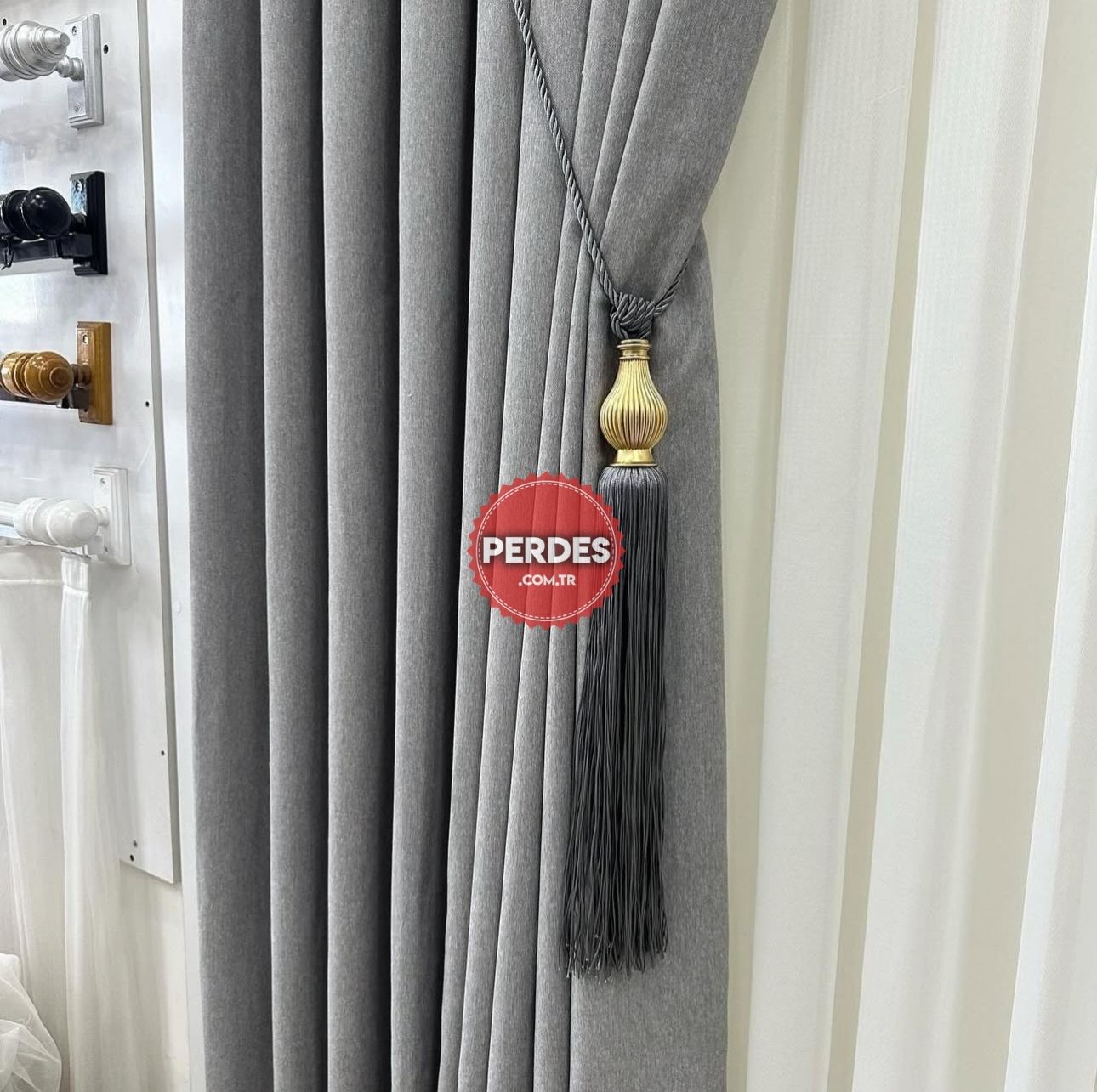 Açık Gri Renk Keten Fon Perde - Görsel 4