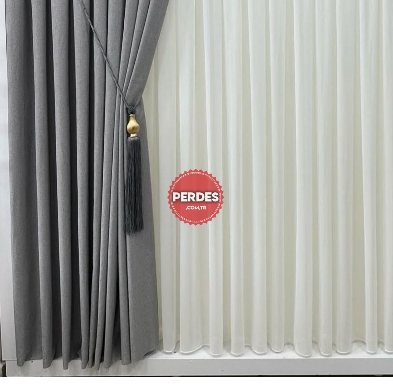 Açık Gri Renk Keten Fon Perde - Görsel 5