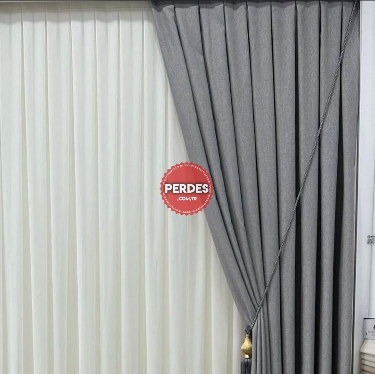 Açık Gri Renk Keten Fon Perde - Görsel 6