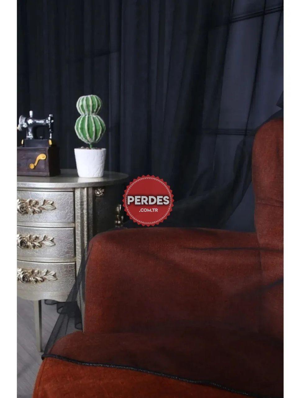 Siyah Tül Perde Grek Zemin Görsel