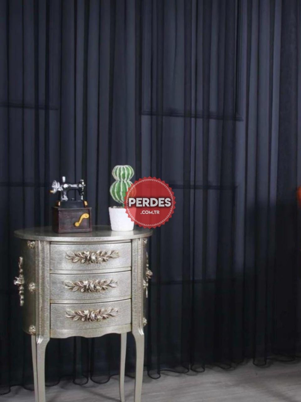 Siyah Renk Grek Zemin Kurşunlu Tül perde - Görsel 5