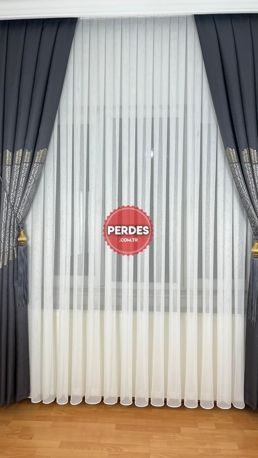 Gümüş Simli Lüks Tül Perde - Görsel 6